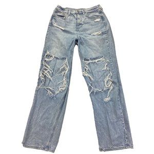 American Eagle Highest Rise 90s Boyfriend Jeans Size 8 Long Destroyed Holes